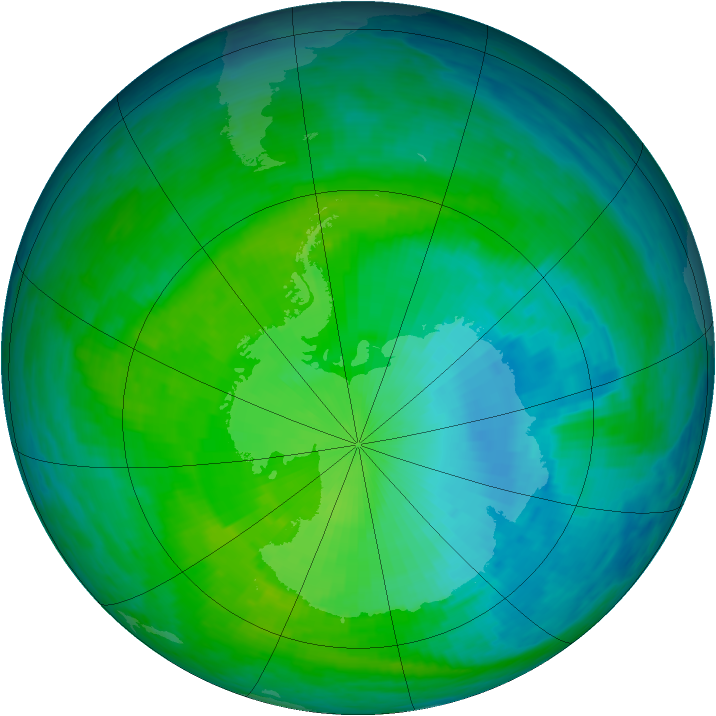 Antarctic ozone map for 07 December 1993